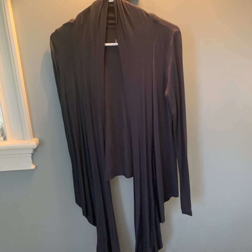 Ivee slate gray Bamboo knit assymetric cardigan